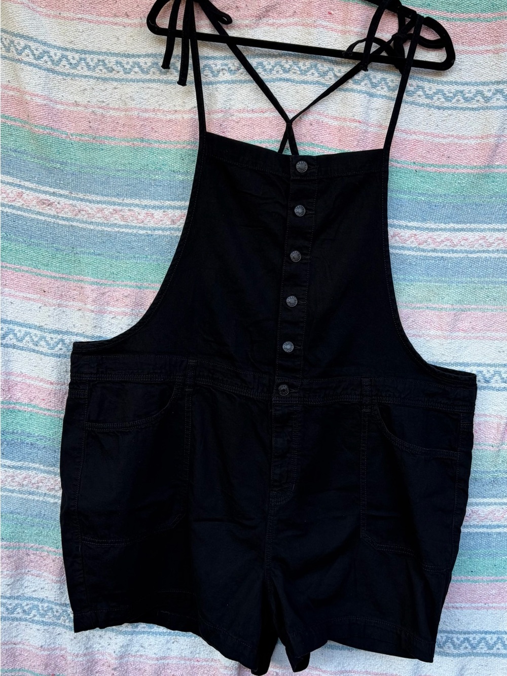 NWOT torrid Black Button-Front Short Overalls Romper